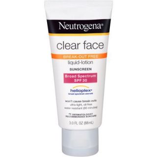 Neutrogena Clear Face Break Out Free SPF 30 Liquid Lotion Sunscreen, 3 fl oz