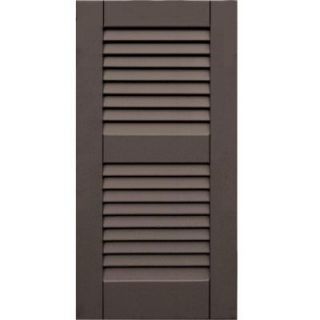 Winworks Wood Composite 15 in. x 30 in. Louvered Shutters Pair #641 Walnut 41530641