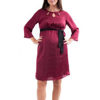 Labor of Love Maternity Holiday Dress with Contrast Belt