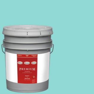Glidden Premium 5 gal. #HDGB15 Echo Lake Aqua Flat Latex Interior Paint with Primer HDGB15P 05F