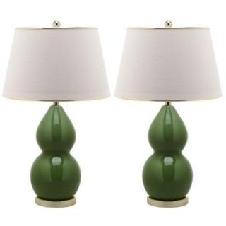 Safavieh Jill 25.5 in. Fern Green Double Gourd Ceramic Lamp (Set of 2) LIT4093G SET2