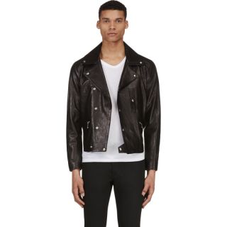 Yang Li Black Leather Biker Jacket