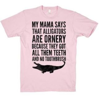 Light Pink My Mama Says That Alligators Are Ornery Crewneck T Shirt Size Medium