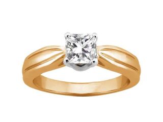 0.60 Ct Princess H/I I1 Diamond 18K Yellow Gold Ring