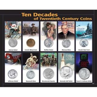 American Coin Treasures 10 Decades 20th Century Coin Wall Framed Memorabilia