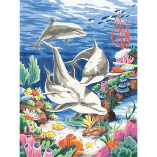 Dimensions Pencil Works Color By Number Kit 9X12 Dolphins In The Sea