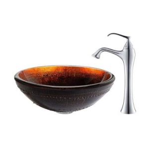 KRAUS Prometheus Glass Vessel Sink in Multicolor and Ventus Faucet in Chrome C GV 694 19mm 15000CH
