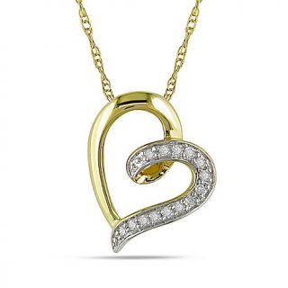 10K Gold 0.07ct Pavé Diamond Heart Pendant with 17" Rope Chain   7983177