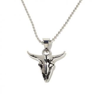 Men's Stainless Steel Longhorn Pendant with 24" Bead Chain   7411099