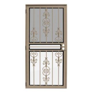 Unique Home Designs 36 in. x 80 in. Estate Tan Recessed Mount All Season Security Door with Insect Screen and Glass Inserts 1U0310EN0DSGLA