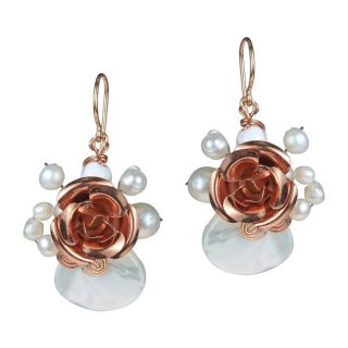 Copper Rose Mother of Pearl Dangle Earrings (Thailand)  