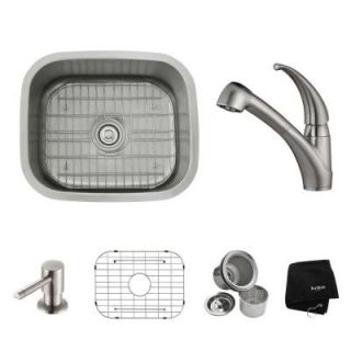 KRAUS All in One Undermount Stainless Steel 20.75 in. Single Bowl Kitchen Sink with Faucet KBU11 KPF2110 SD20