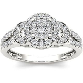 Imperial 1/2 Carat T.W. Diamond Single Halo 10kt White Gold Engagement Ring