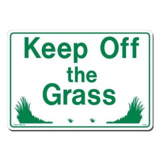Lynch Sign 14 in. x 10 in. Green on White Plastic Keep Off the Grass Sign R  89