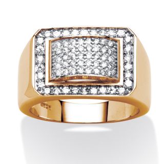 PalmBeach Mens .34 TCW Cubic Zirconia Ring in 18k Gold over Sterling