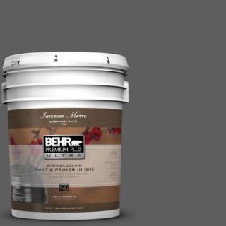 BEHR Premium Plus Ultra 5 gal. #N520 6 Asphalt Gray Matte Interior Paint 175305