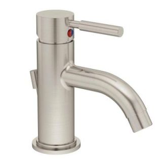 Symmons Sereno Single Hole 1 Handle Mid Arc Bathroom Faucet in Satin Nickel (Valve Included) SLS 4312 STN