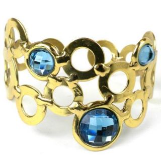 Handcrafted Sky Blue Bubble Brass Cuff (South Africa)