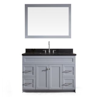 ARIEL Hamlet Grey Undermount Single Sink Asian Hardwood Bathroom Vanity with Granite Top (Common: 49 in x 22 in; Actual: 49 in x 22 in)