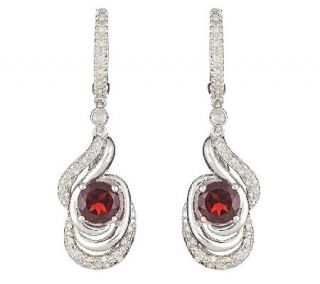 Sterling Silver Round Gemstone and 1/4 ct tw Diamond Earrings —