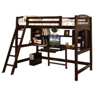 Hokku Designs Alexis Twin Loft Bed with Desk and Bookshelves