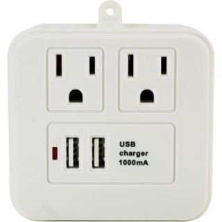 GE 2 USB/2 AC Surge Protector with Charging Shelf 14482