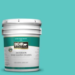 BEHR Premium Plus 5 gal. #490B 4 Sea Life Zero VOC Semi Gloss Enamel Interior Paint 340005