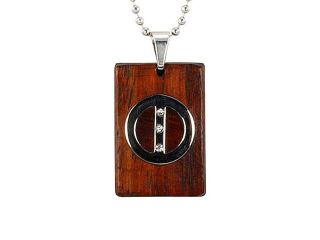 Redwood Cubic Zirconia Circle Line Rect Stainless Steel Pendant Necklace 22"