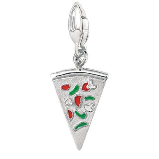 Sterling Silver and Enamel Pepperoni Pizza Slice Charm  