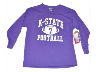 Kansas State Wildcats Blue 84 Long Sleeve Football #7 Youth T Shirt (XL)