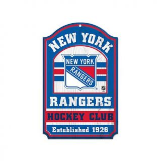 NHL Team Logo 11" x 17" Antique Wood Finish Sign   Ny Rangers   7800732