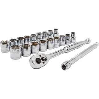 GearWrench 1/2in.-Drive Socket Set — 22-Pc., SAE/Metric, 12-Pt., Model# 8802A  1/2in. Drive Sets