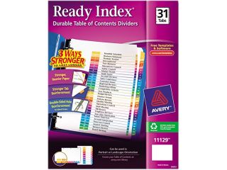 Index Dividers,T/Contents,1 31 Tab,3HP,8 1/2"x11",1/ST,Multi AVE11129