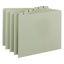 Smead A Z Green Pressboard Self Tab File Guides Letter Size 100percent Recycled Green Pack Of 25