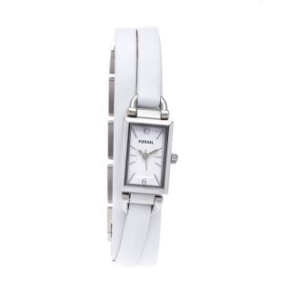Fossil Womens JR1442 Delaney Stainless Steel Triple White Leather