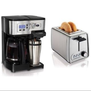 Hamilton Beach 49983 2 Way FlexBrew Coffeemaker w/2 Slice Modern Chrome Toaster