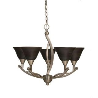 Filament Design Concord 5 Light Brushed Nickel Chandelier with Charcoal Spiral Glass Shade CLI TL5014559