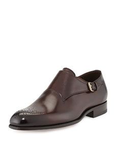 TOM FORD Charles Single Monk Loafer, Brown