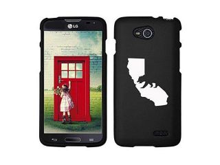 LG Optimus L90 D405 D410 D415 Snap On 2 Piece Rubber Hard Case Cover Cali Bear California (Black)