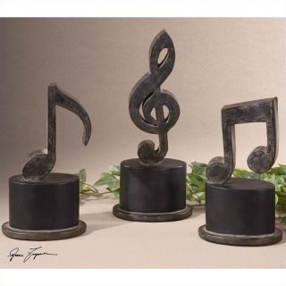 Uttermost Music Notes Metal Figurines in Aged Black (Set of 3)   19280