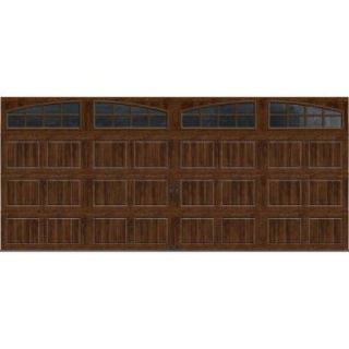 Clopay Gallery Collection 16 ft. x 7 ft. 18.4 R Value Intellicore Insulated Ultra Grain Walnut Garage Door with Arch Window GR2SU_WO_GRLA1