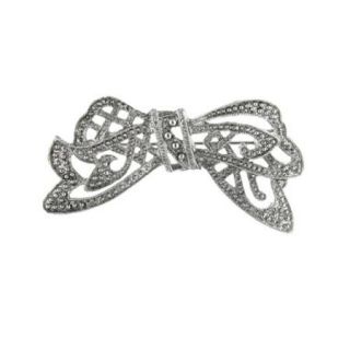 Downton Abbey Silver Toned Crystal Edwardian Bow Pin
