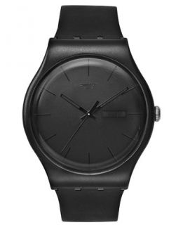 Swatch Watch, Unisex Swiss Black Rebel Black Silicone Strap 41mm
