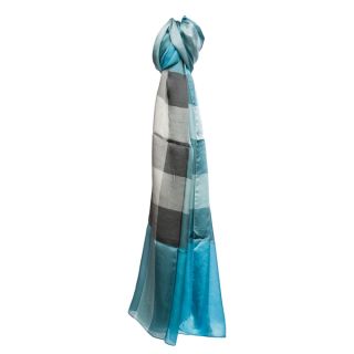 Burberry Turquoise Mega Check Silk Scarf   Shopping   Top