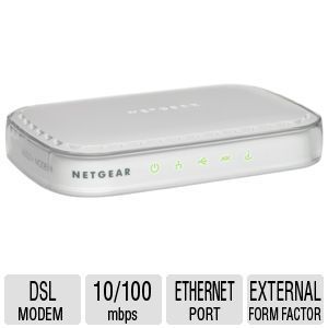 NetGear DM111PSP 100NAS Broadband ADSL2+ Modem, Fast Ethernet, 1x RJ 45, 1x RJ 11