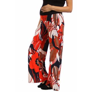 24/7 Comfort Apparel Womens Abstract Floral Print Maternity Palazzo