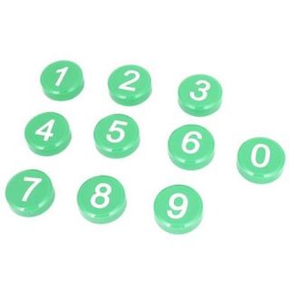 10 Pcs Magnetic Round Base Arabic Number Pattern Fridge Magnets Green