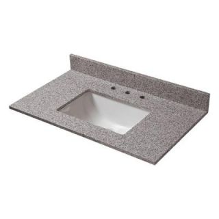 Pegasus 31 in. W Granite Vanity Top in Napoli with White Trough Bowl and 8 in. Faucet Spread 26603