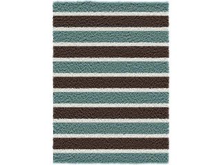 Michael Anthony Furniture Baywater Collection Light Blue/Chocolate Striped Machine Made Polypropylene Area Rug (5’ x 7’6”)