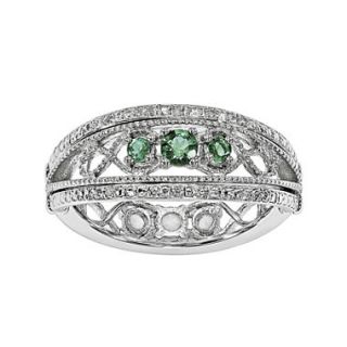 Lab Created Emerald and White Sapphire Sterling Silver Flip Ring